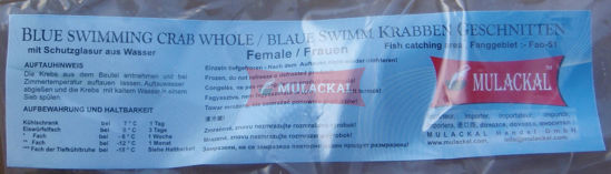 Blue swim crab cut 11/15 1kg